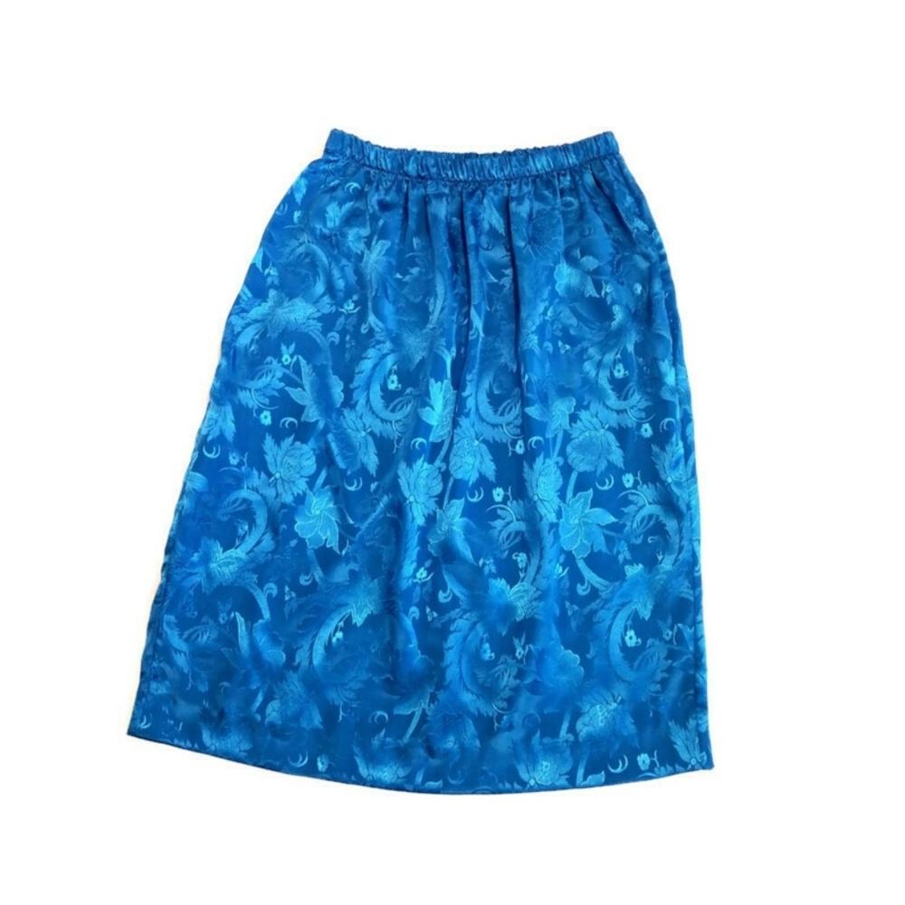 Blue Floral Brocade Skirt